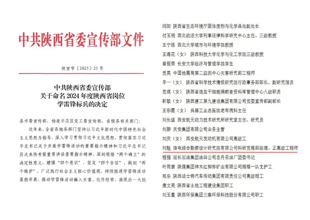 “雷鋒”在身邊 ——公司劉魁同志榮獲“2024年度陜西省崗位學(xué)雷鋒標兵個人”稱號
